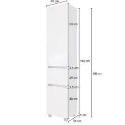 Säulenschrank Pisca 40cm 1 Schublade und 2 Türen - Eiche