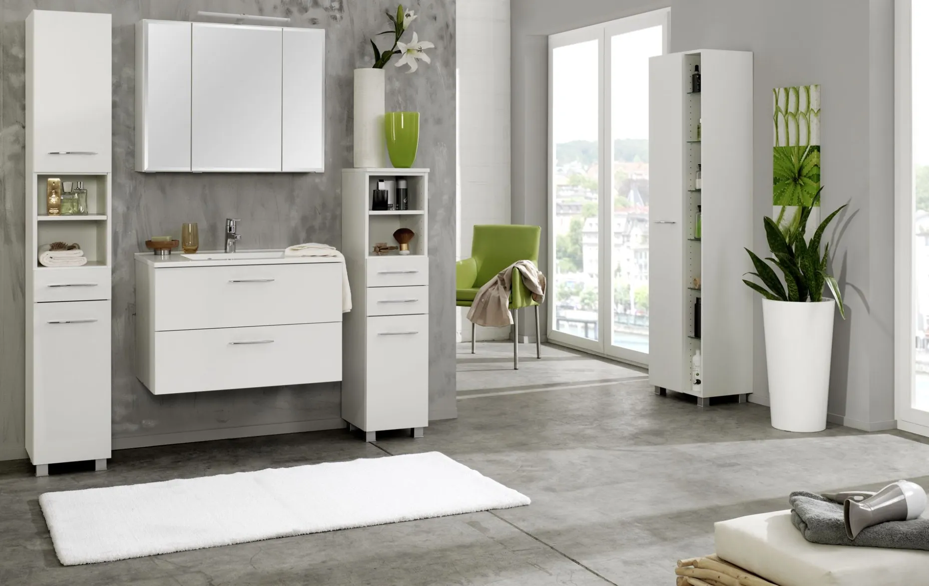 Säulenschrank Portofino | 30 x 35 x 180 cm | weiß