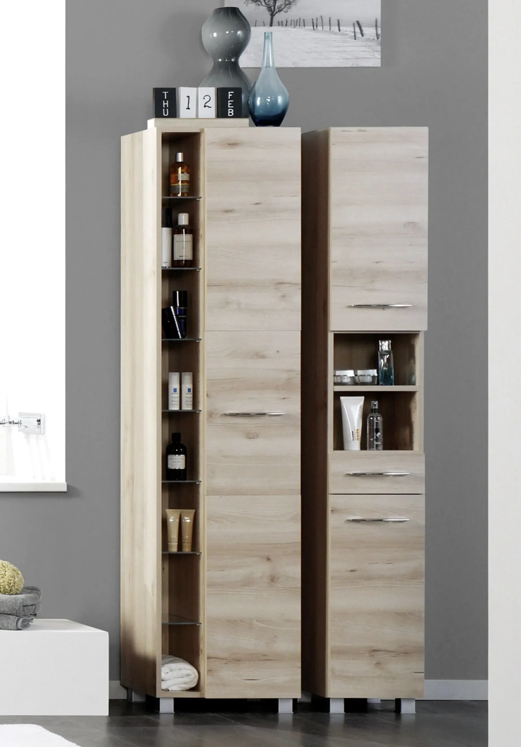 Säulenschrank Portofino | 30 x 35 x 180 cm | Beech Oak Design