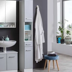Säulenschrank Ricca 25cm 2 Türen und 1 Schublade - weiß/hellgrau