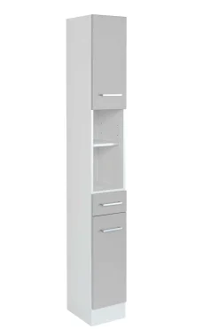 Säulenschrank Ricca 25cm 2 Türen und 1 Schublade - weiß/hellgrau