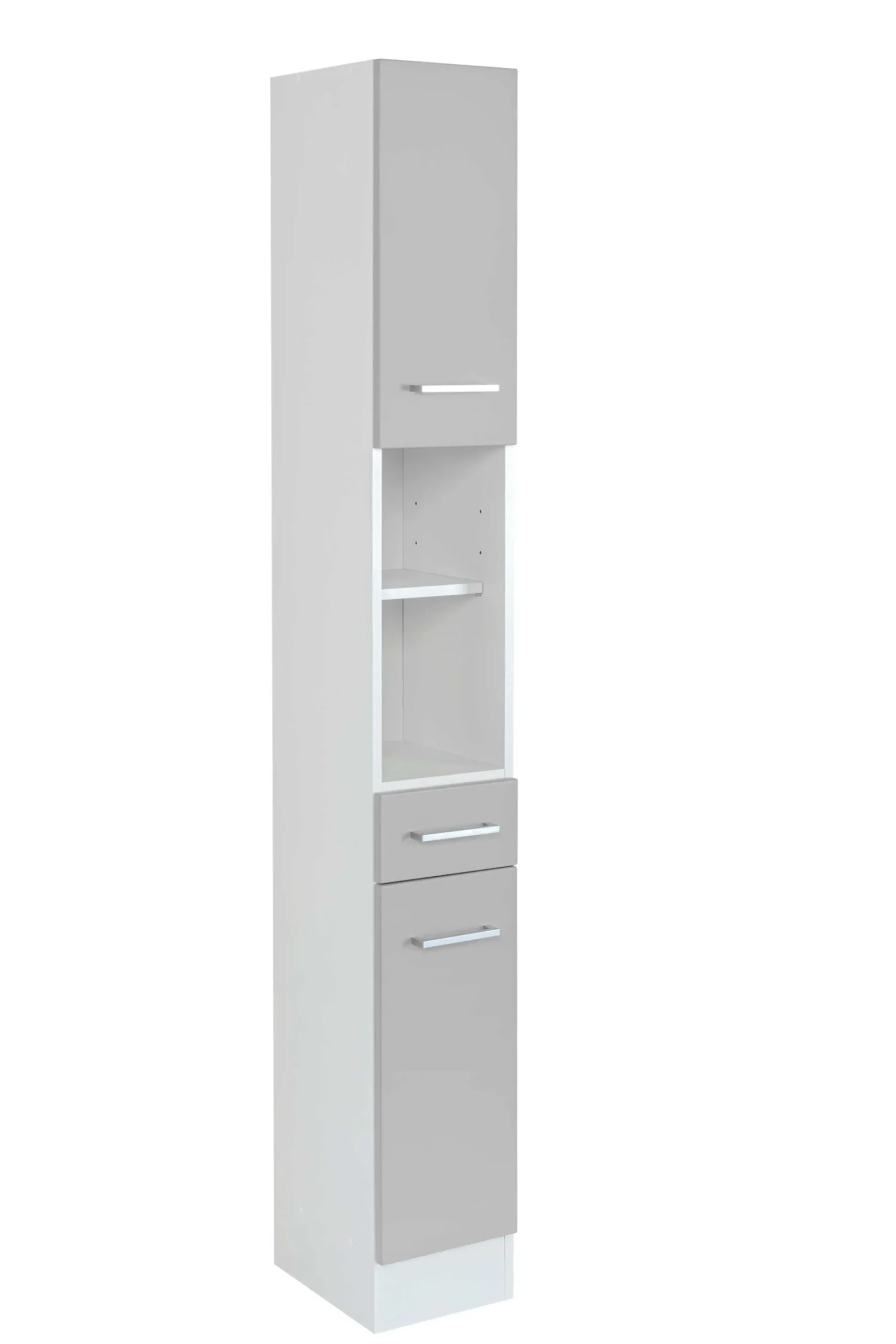 Säulenschrank Ricca 25cm 2 Türen und 1 Schublade - weiß/hellgrau