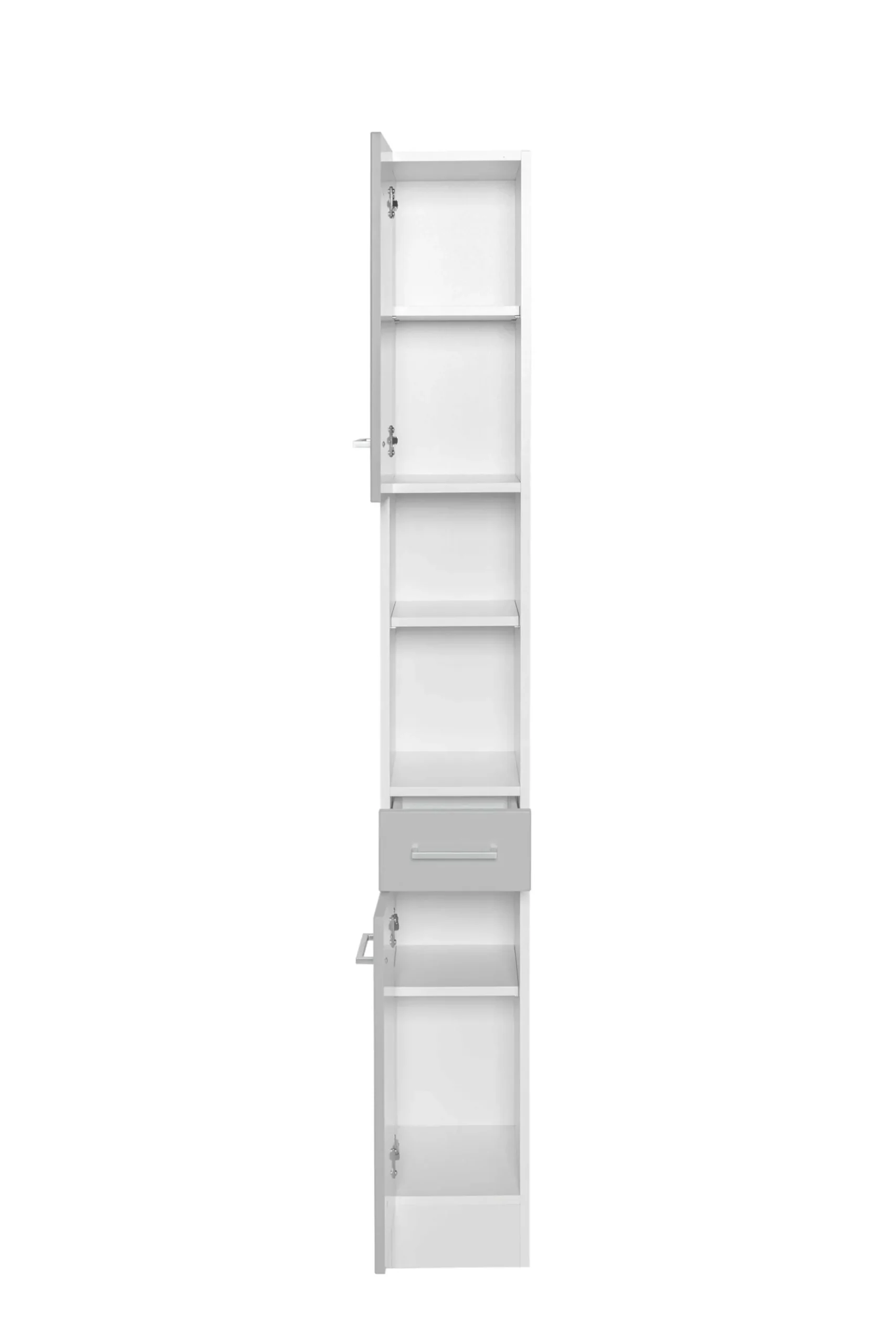 Säulenschrank Ricca 25cm 2 Türen und 1 Schublade - weiß/hellgrau