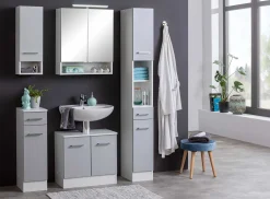 Säulenschrank Ricca 25cm 2 Türen und 1 Schublade - weiß/hellgrau