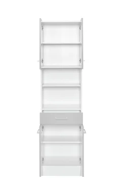 Säulenschrank Ricca 50cm 4 Türen und 1 Schublade - weiß/hellgrau
