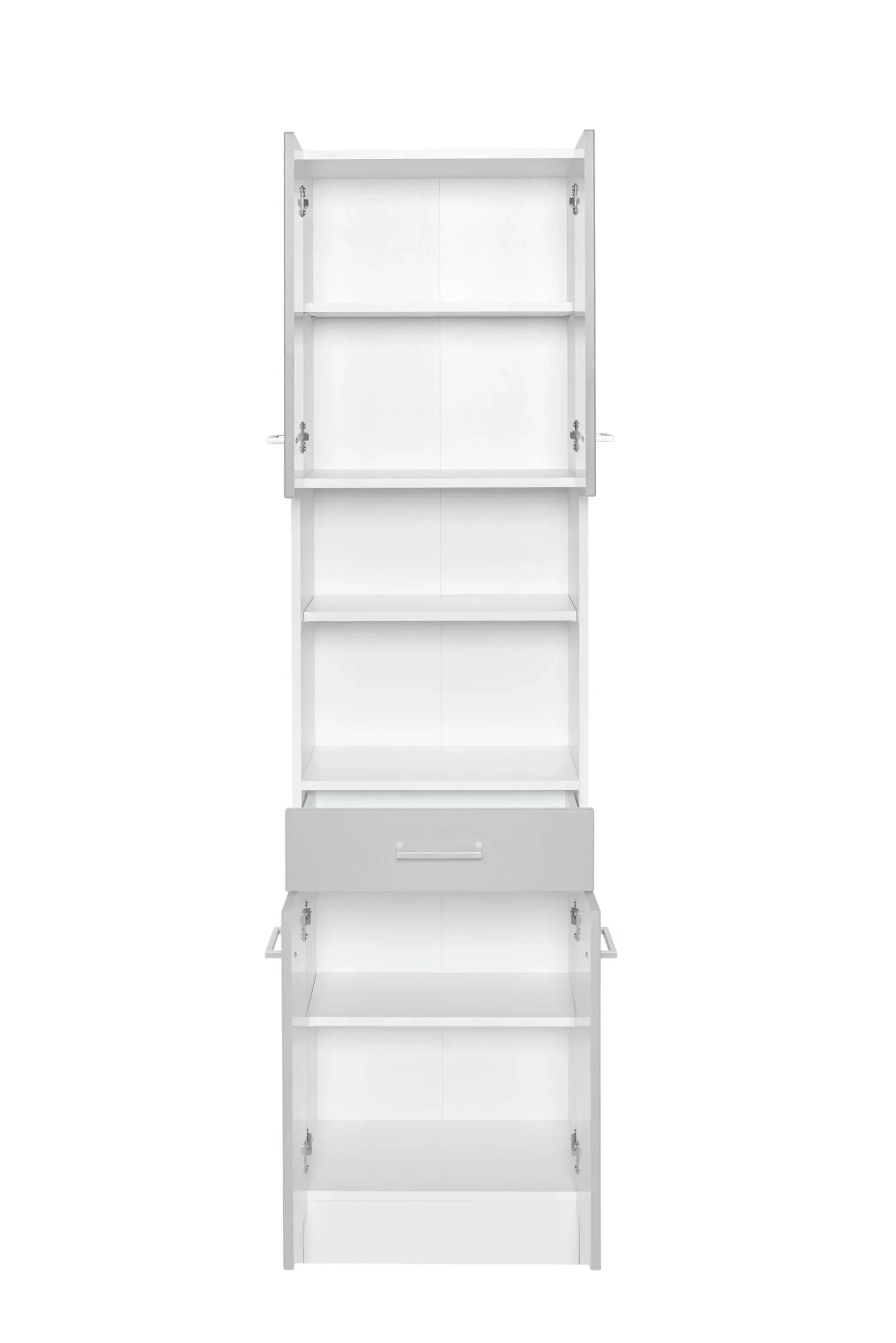 Säulenschrank Ricca 50cm 4 Türen und 1 Schublade - weiß/hellgrau