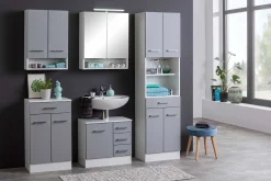 Säulenschrank Ricca 50cm 4 Türen und 1 Schublade - weiß/hellgrau