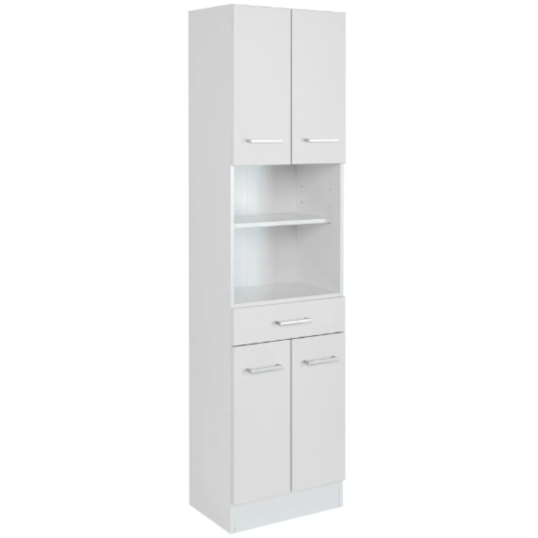 Säulenschrank Ricca 50cm 4 Türen und 1 Schublade - weiß