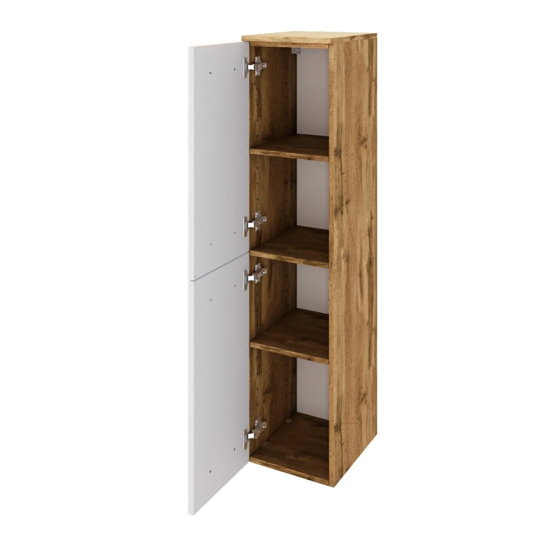 Säulenschrank Sefa 30cm 2 Türen - Eiche/Weiß