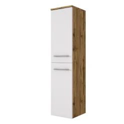 Säulenschrank Sefa 30cm 2 Türen - Eiche/Weiß