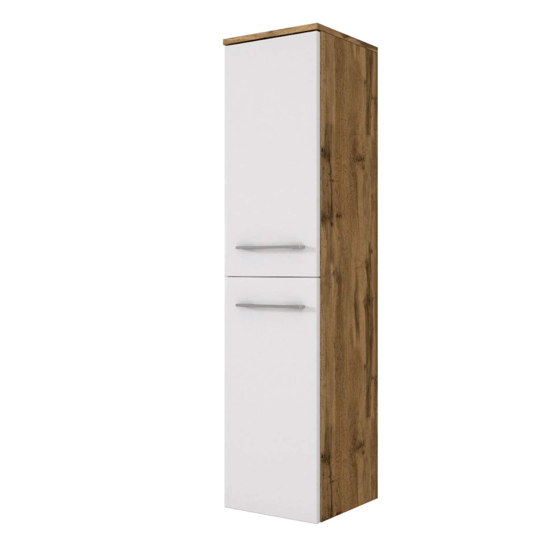Säulenschrank Sefa 30cm 2 Türen - Eiche/Weiß