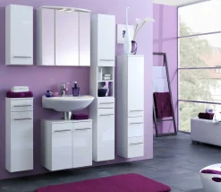 Säulenschrank Small 25cm 1 Schublade und 2 Türen - hochglänzend weiß