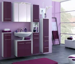 Säulenschrank Small 25cm 1 Schublade und 2 Türen - hochglänzend lila
