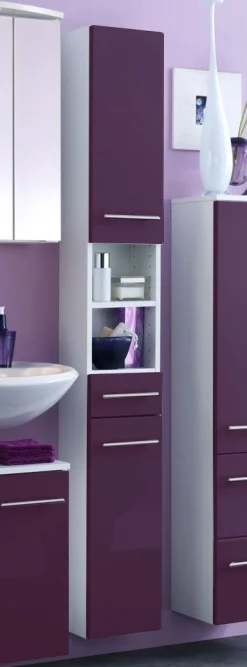 Säulenschrank Small 25cm 1 Schublade und 2 Türen - hochglänzend lila