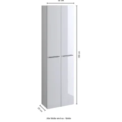 Säulenschrank Small 50cm 2 Türen - Hochglanz weiß