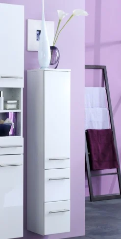 Säulenschrank Small 25cm 1 Tür und 2 Schubladen - hochglänzend weiß