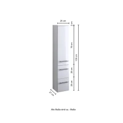 Held Säulenschrank Small 25cm 1 Tür und 2 Schubladen - hochglanz-