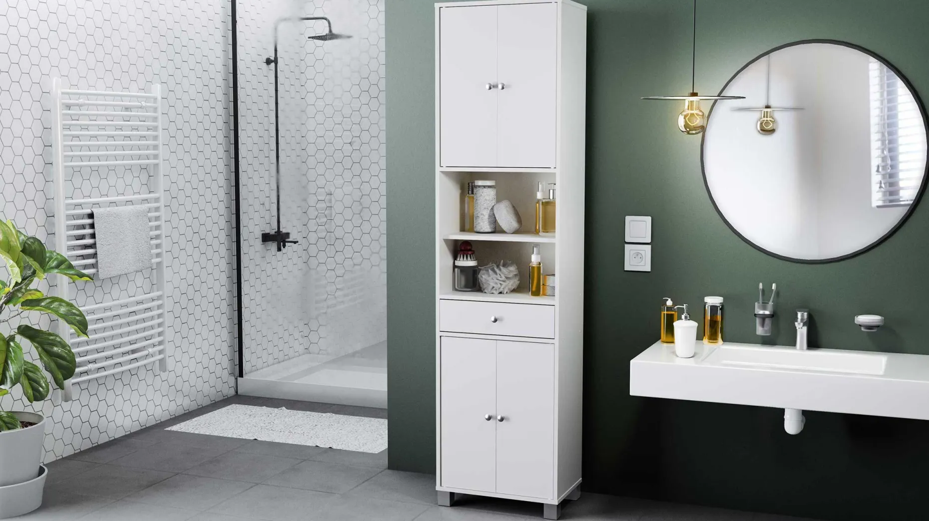 Säulenschrank Spa mattweiß