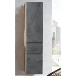 Säulenschrank Varese | 40 x 35 x 180 cm | Betonfarbenes Design