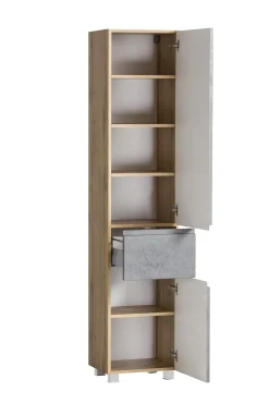 Säulenschrank Varese | 40 x 35 x 180 cm | Betonfarbenes Design