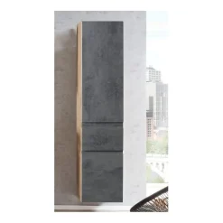 Säulenschrank Varese | 40 x 35 x 180 cm | Betonfarbenes Design