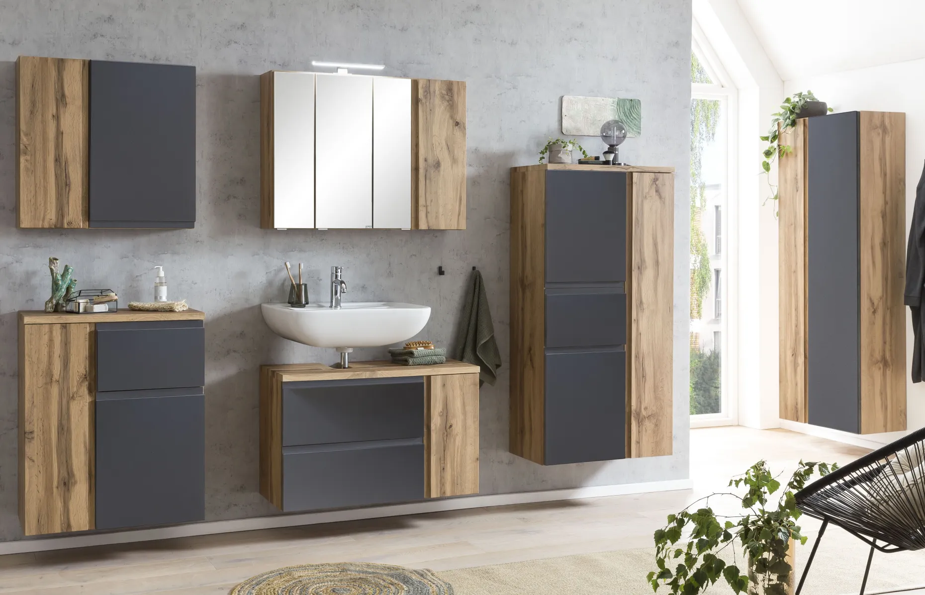 Säulenschrank Varese | 65 x 35 x 180 cm | Grau