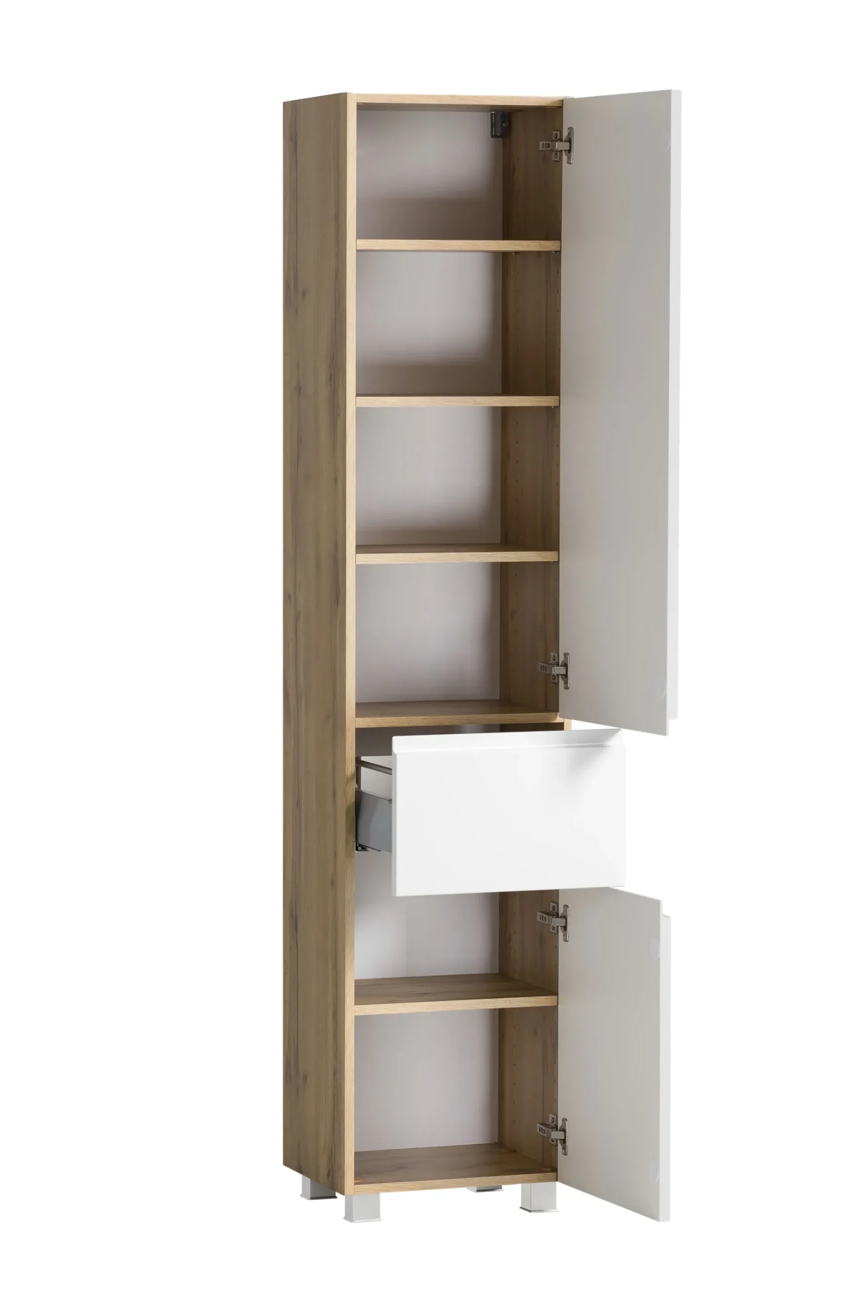 Säulenschrank Varese | 40 x 35 x 180 cm | Wotan Oak / weißes Design