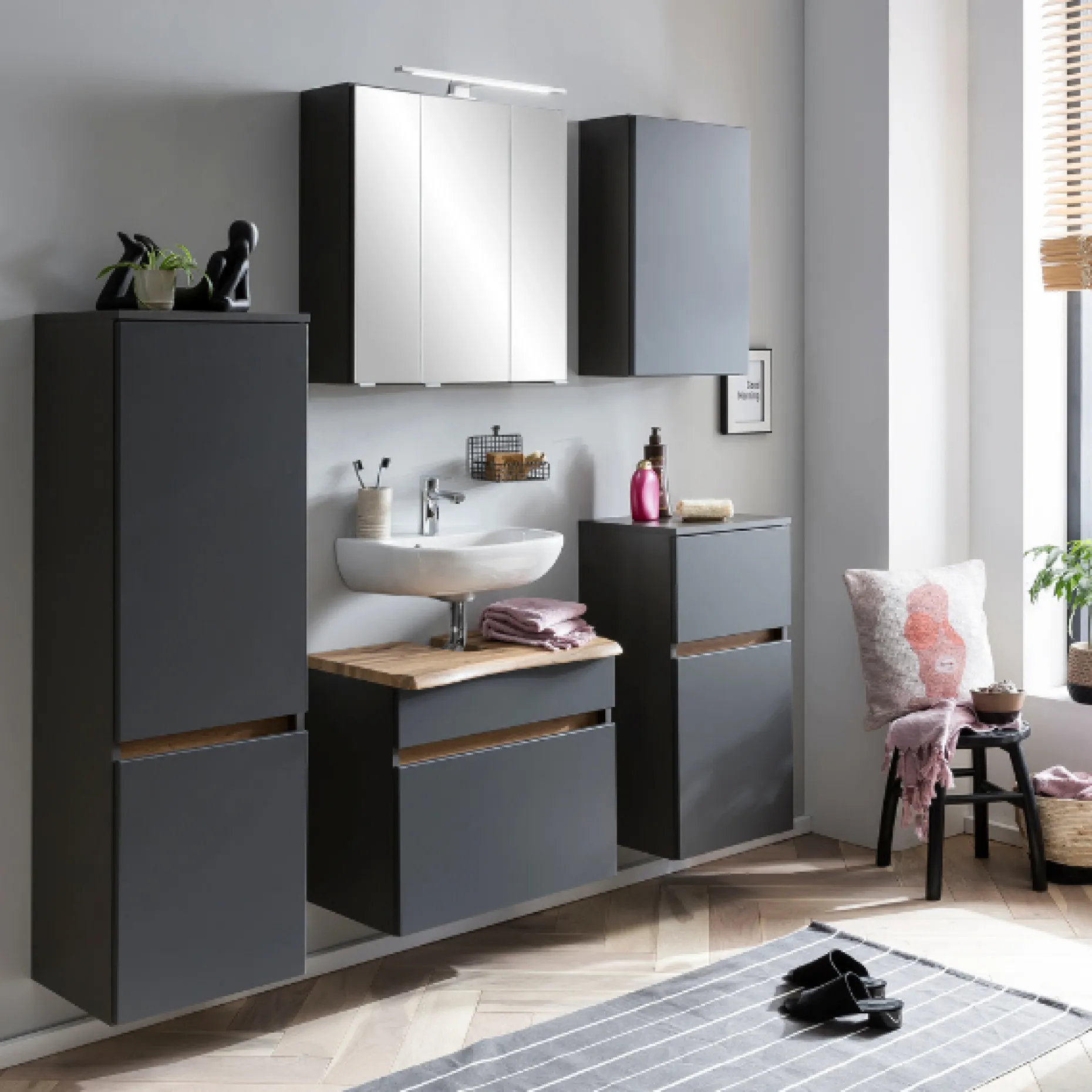 Säulenschrank Vikas 2 Türen - anthrazit