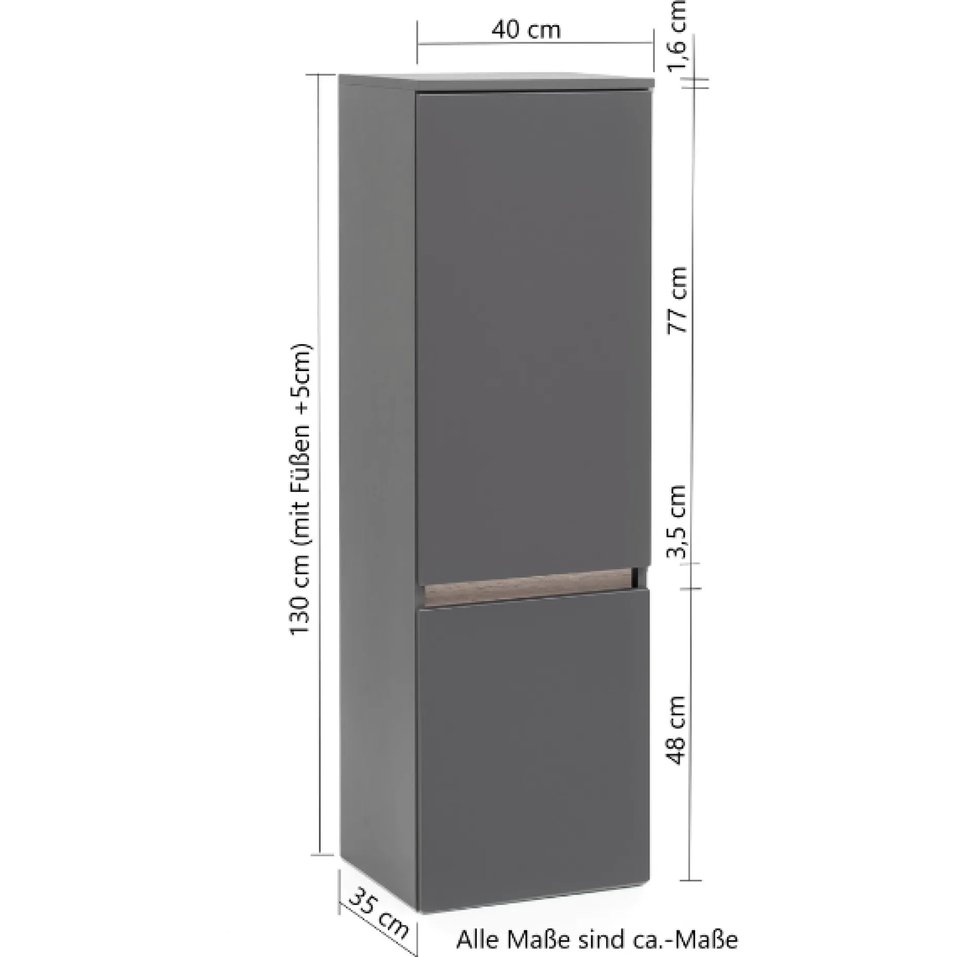 Säulenschrank Vikas 2 Türen - anthrazit