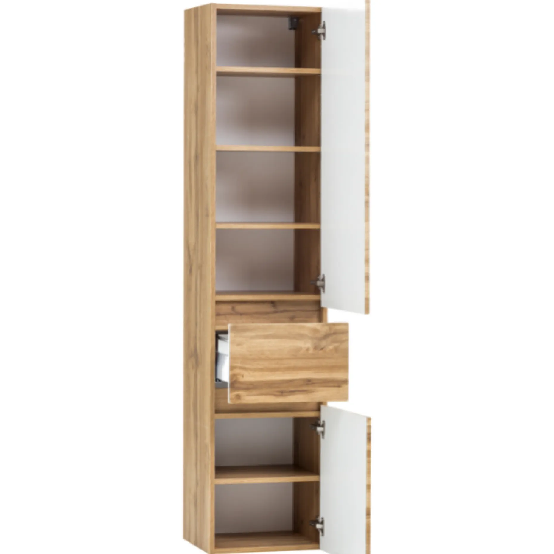 Säulenschrank Vikas 2 Türen und 1 Schublade - Eiche