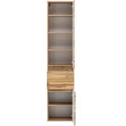 Säulenschrank Vikas 2 Türen und 1 Schublade - Eiche