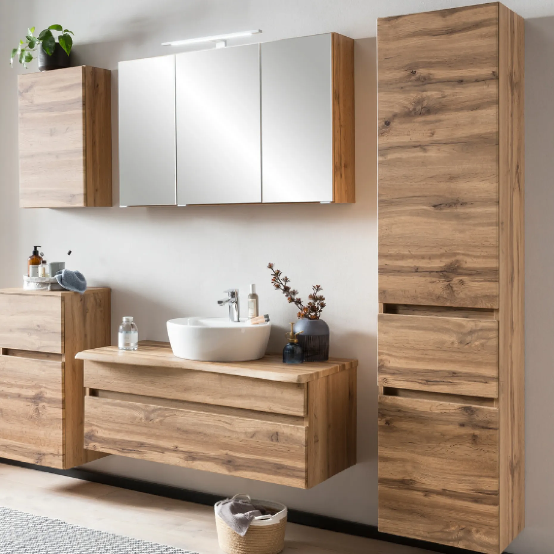 Säulenschrank Vikas 2 Türen und 1 Schublade - Eiche