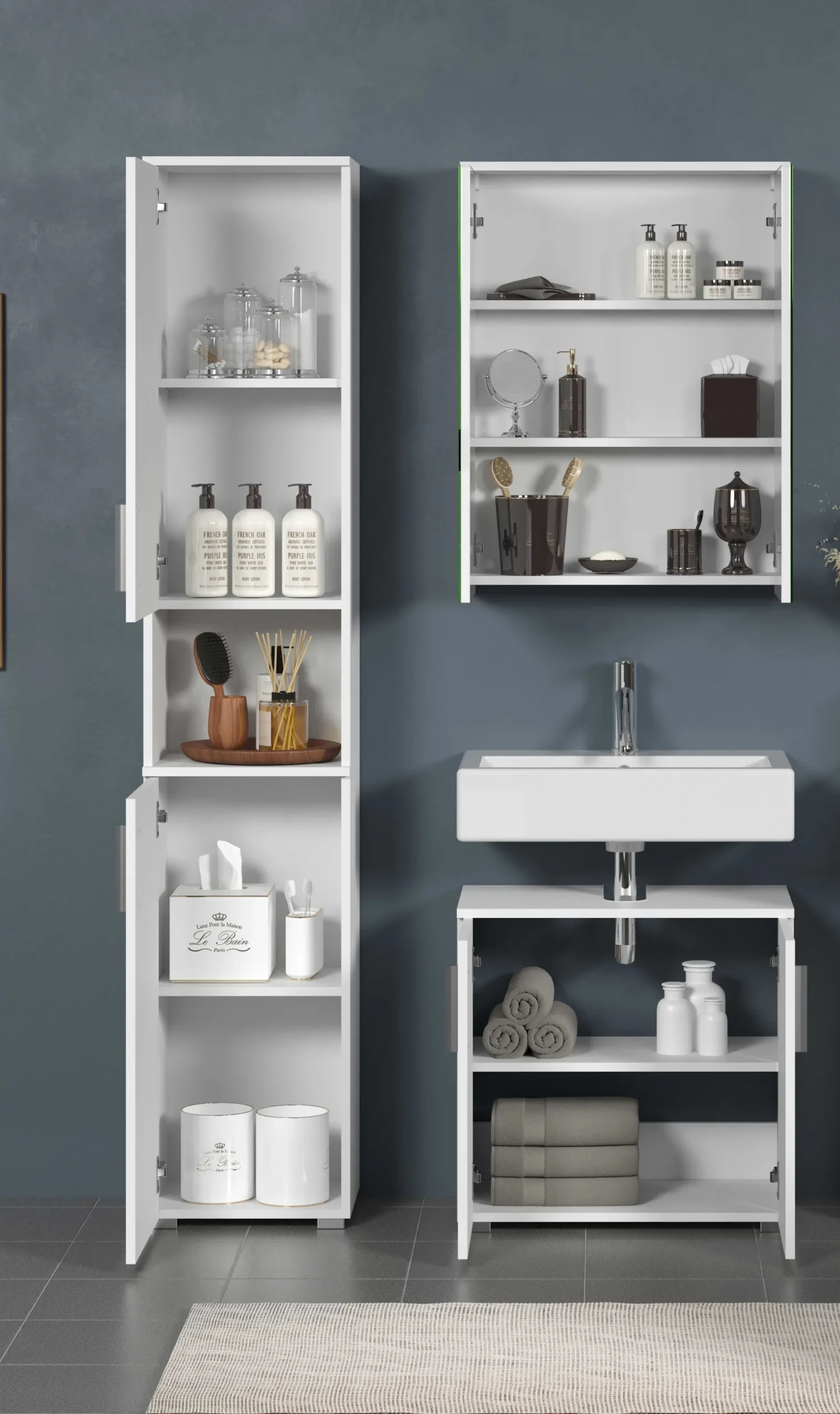 Säulenschrank Wons | 37 x 31 x 192 cm | weiß