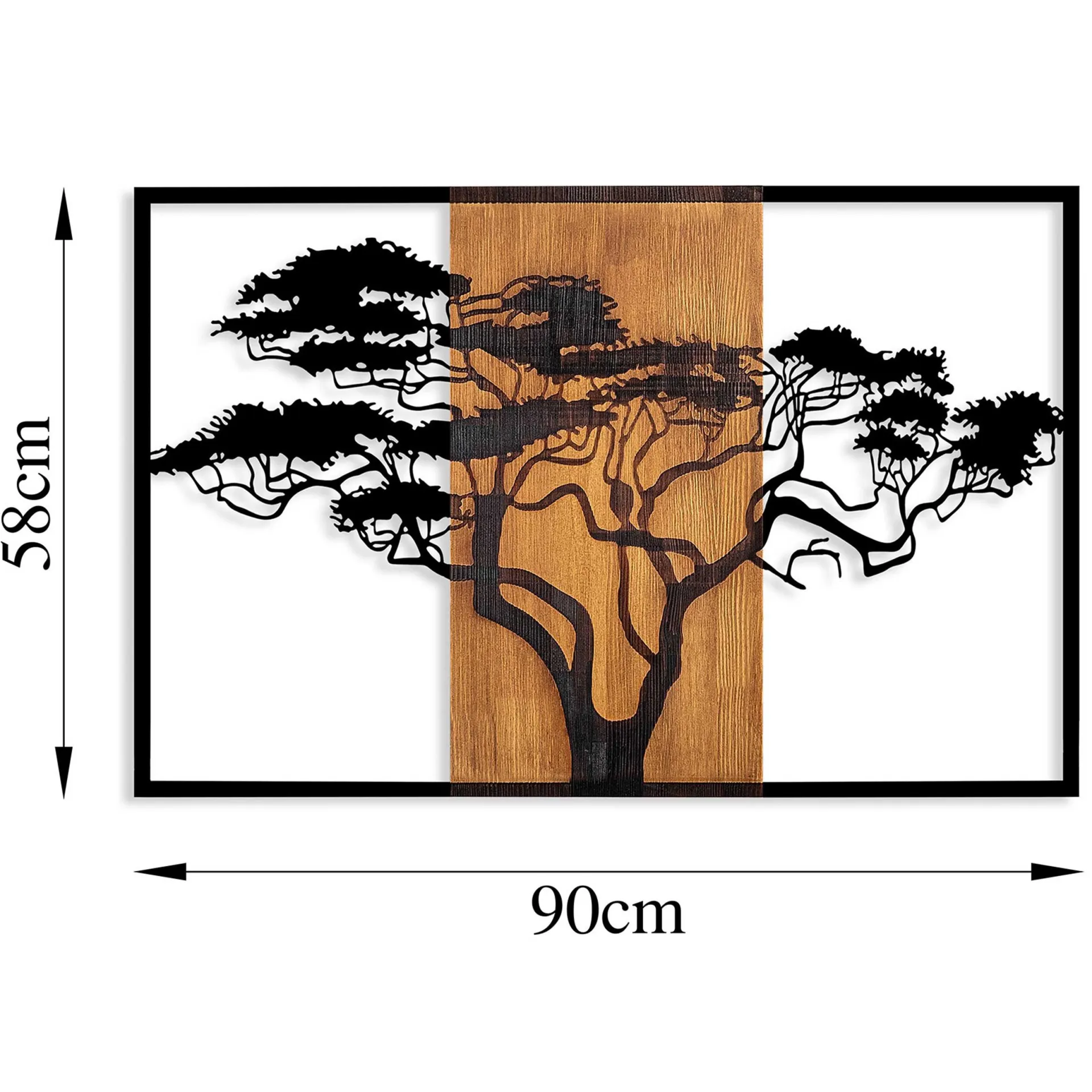 Emob Tanelorn Dekoratives Wandaccessoire aus Holz | Holz & Metall | 90 x 58 cm