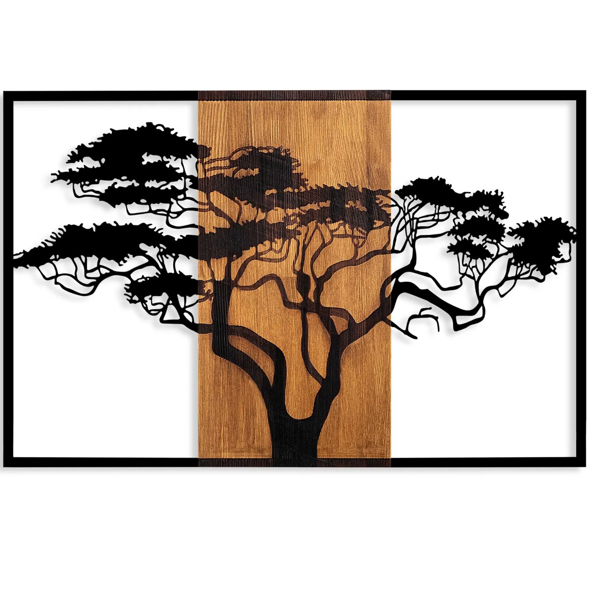 Emob Tanelorn Dekoratives Wandaccessoire aus Holz | Holz & Metall | 90 x 58 cm