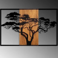 Emob Tanelorn Dekoratives Wandaccessoire aus Holz | Holz & Metall | 90 x 58 cm