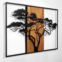 Emob Tanelorn Dekoratives Wandaccessoire aus Holz | Holz & Metall | 90 x 58 cm