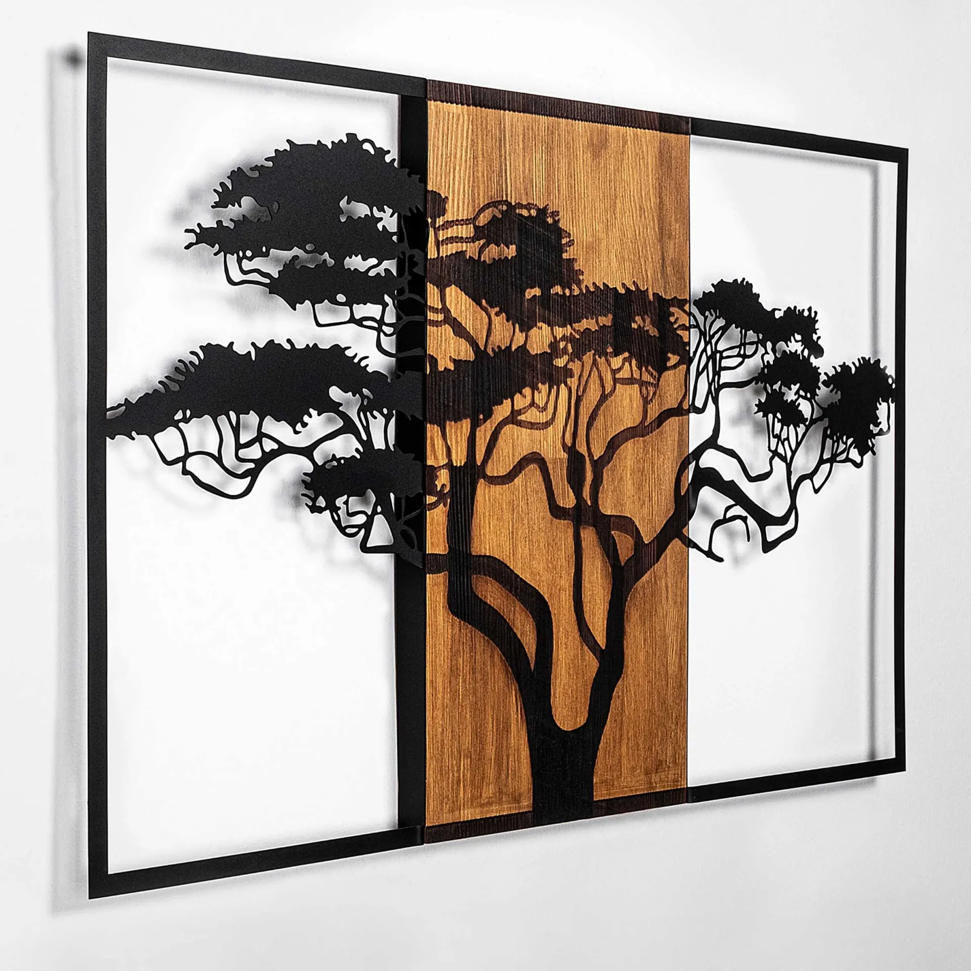 Emob Tanelorn Dekoratives Wandaccessoire aus Holz | Holz & Metall | 90 x 58 cm