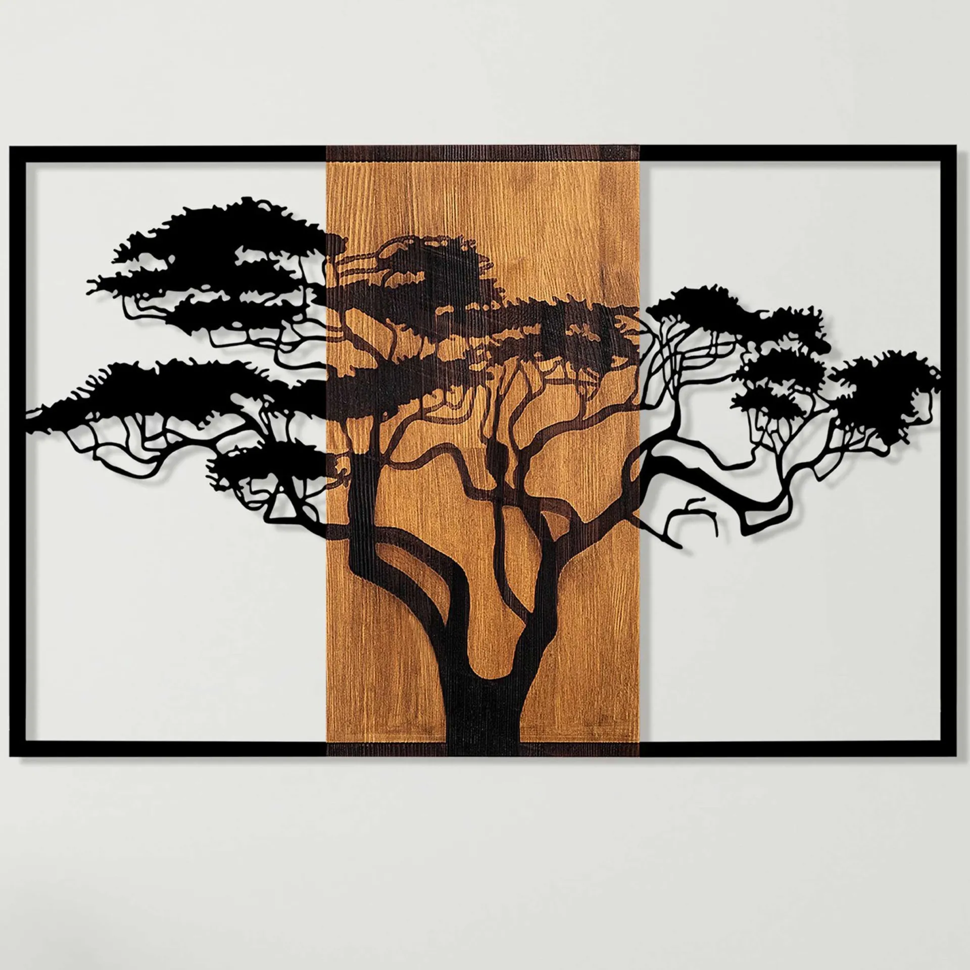 Emob Tanelorn Dekoratives Wandaccessoire aus Holz | Holz & Metall | 90 x 58 cm