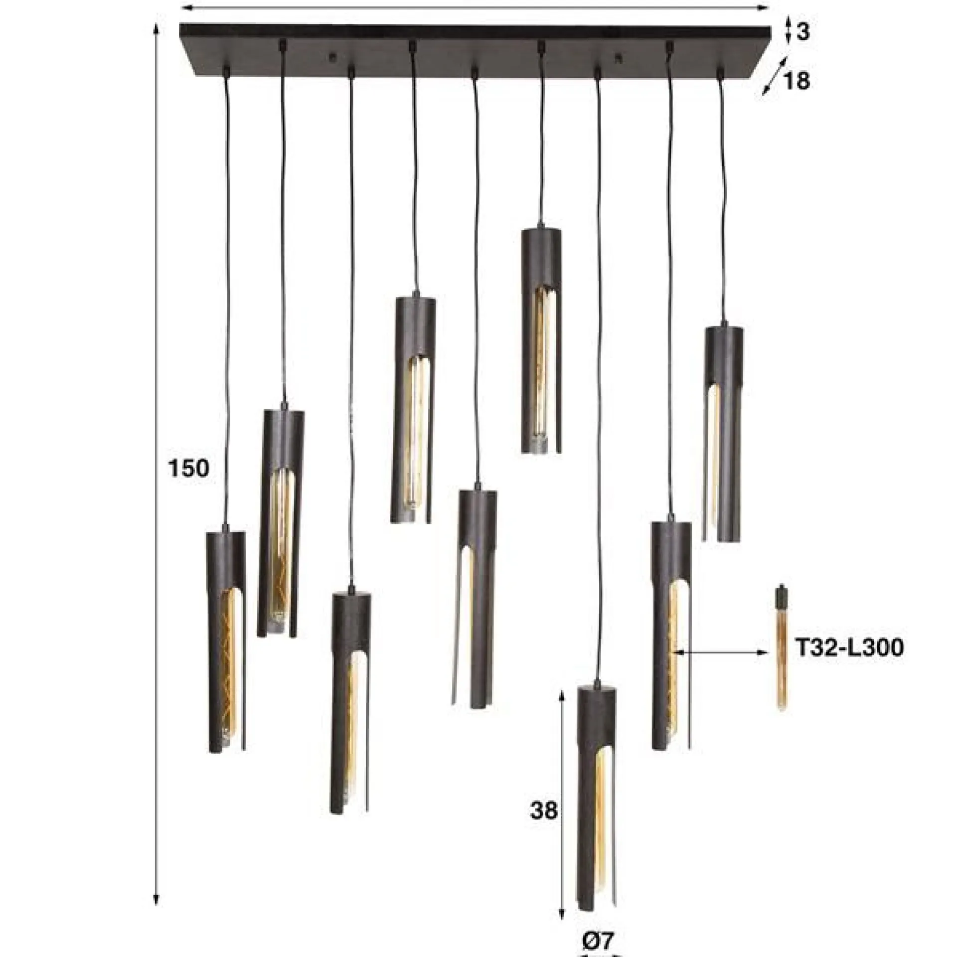 Emob Tauriel Hängeleuchte 150 cm-Artic