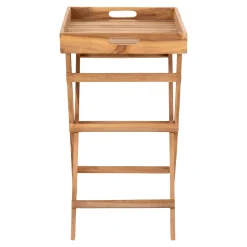 House Nordic Teakholz Tablett Tisch - Naturholz Finish, 29x39x49,5 cm