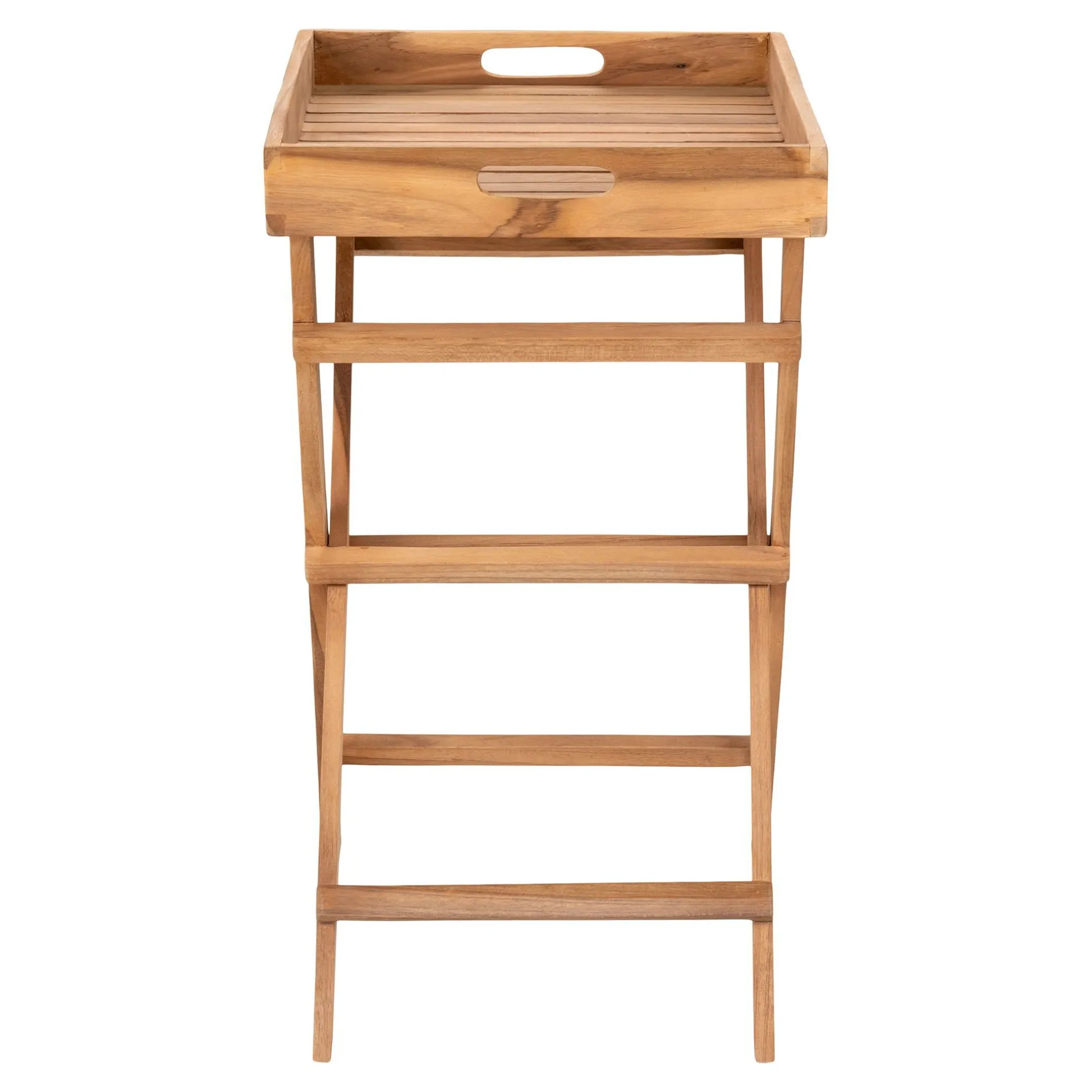 House Nordic Teakholz Tablett Tisch - Naturholz Finish, 29x39x49,5 cm