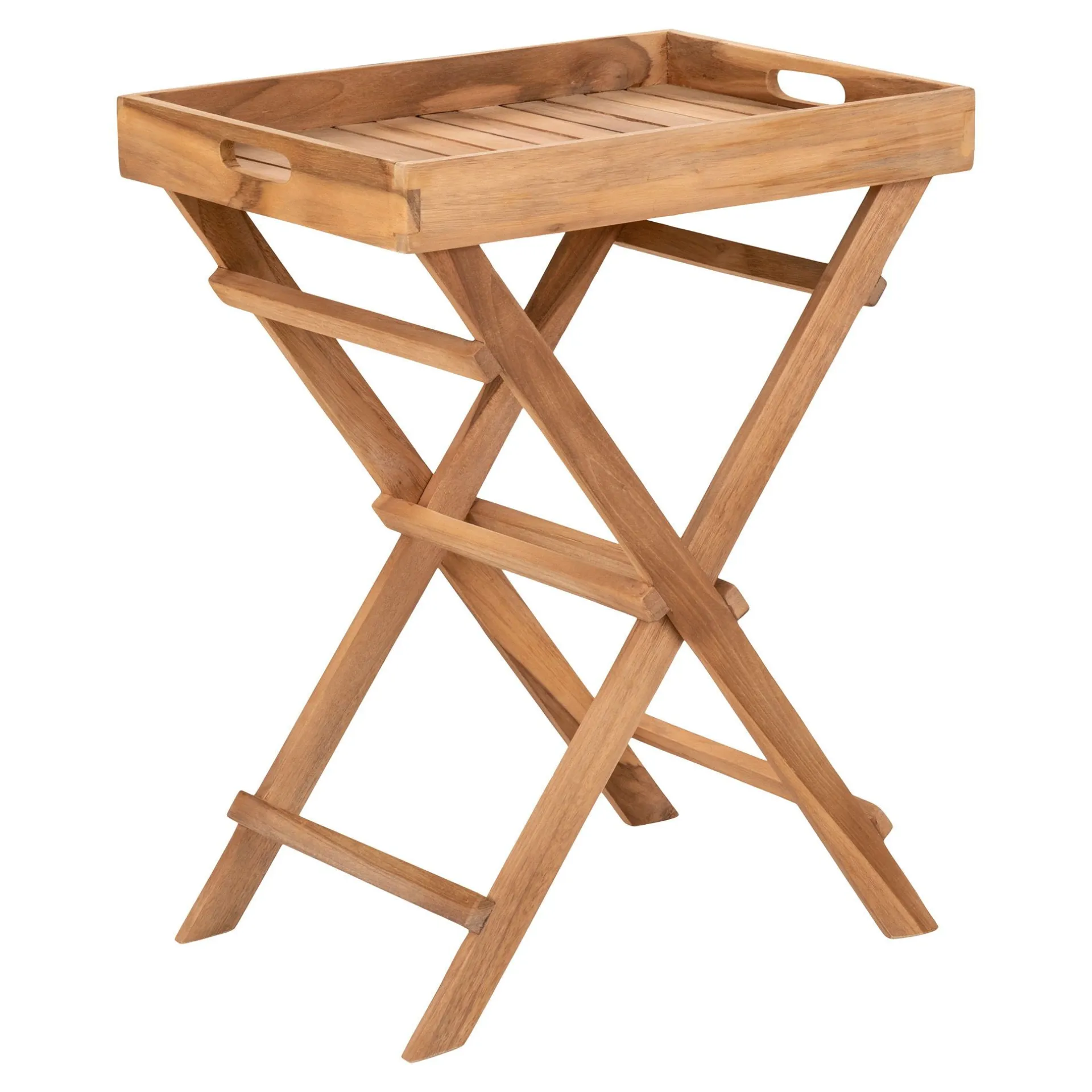 House Nordic Teakholz Tablett Tisch - Naturholz Finish, 29x39x49,5 cm