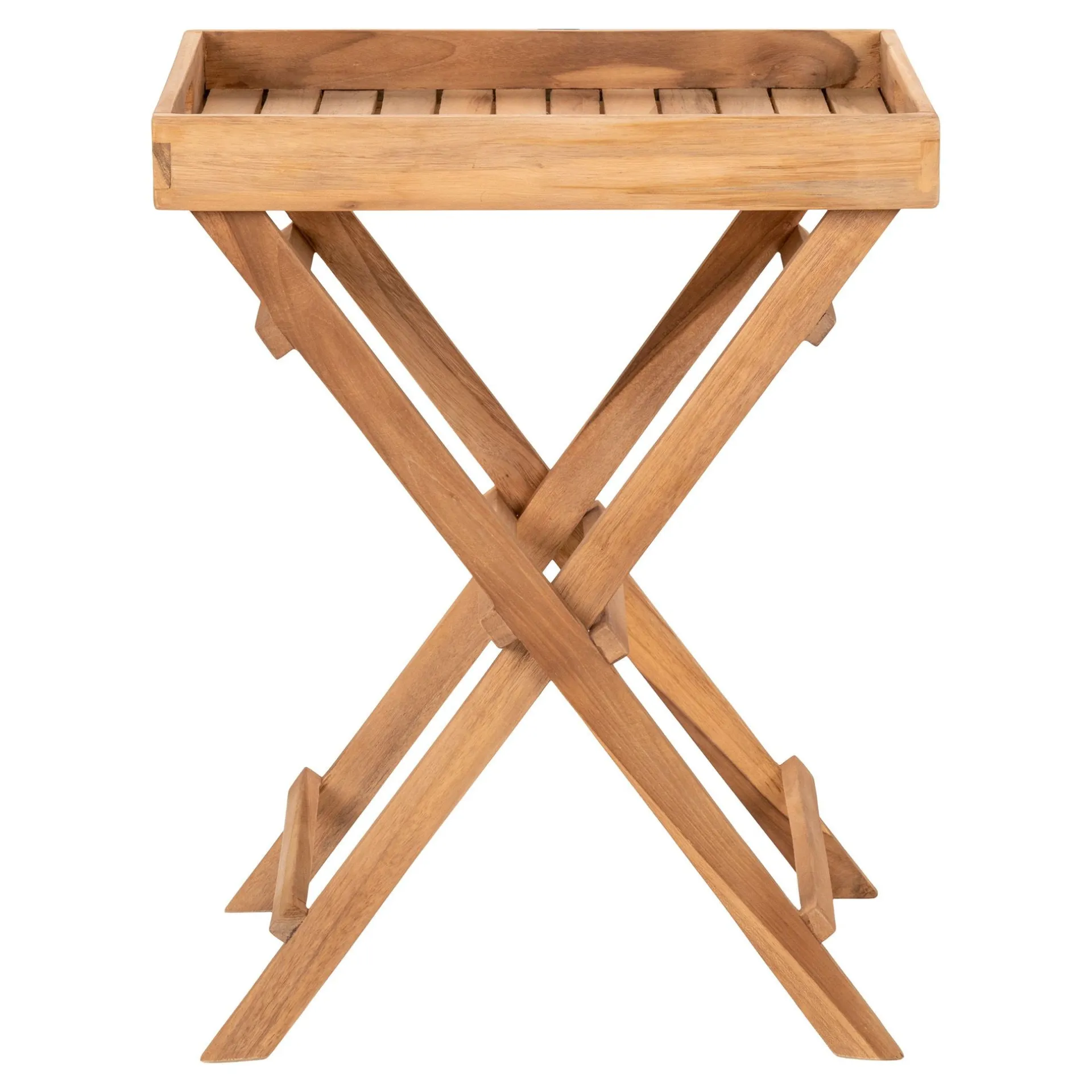 House Nordic Teakholz Tablett Tisch - Naturholz Finish, 29x39x49,5 cm