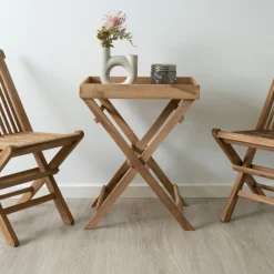 House Nordic Teakholz Tablett Tisch - Naturholz Finish, 29x39x49,5 cm