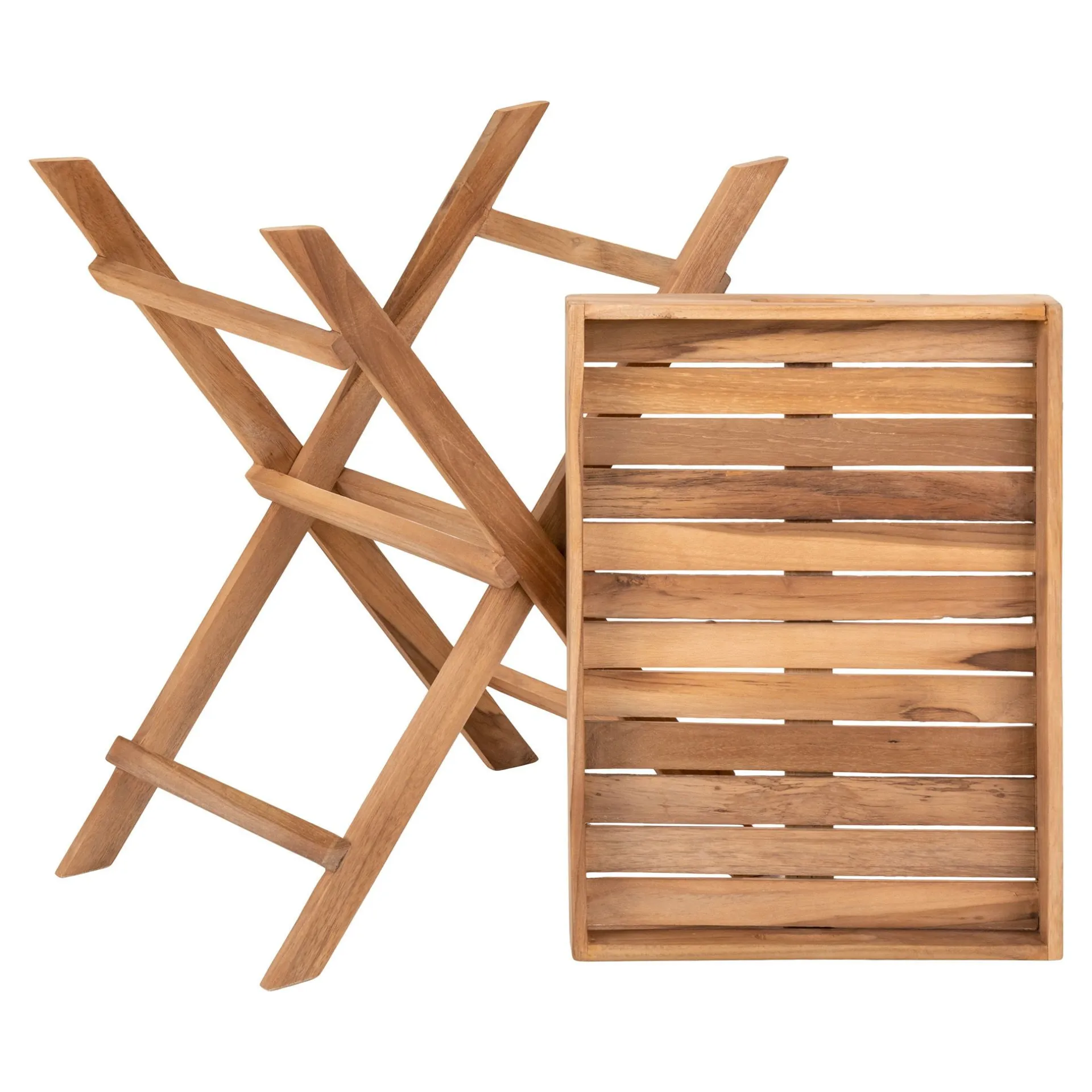 House Nordic Teakholz Tablett Tisch - Naturholz Finish, 29x39x49,5 cm