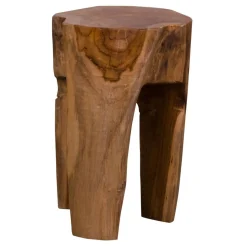 House Nordic Teak Rose Hocker: Natural Finish, 3 Beine - Ø26x40 cm
