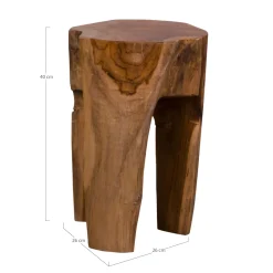 House Nordic Teak Rose Hocker: Natural Finish, 3 Beine - Ø26x40 cm