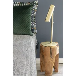 House Nordic Teak Rose Hocker: Natural Finish, 3 Beine - Ø26x40 cm