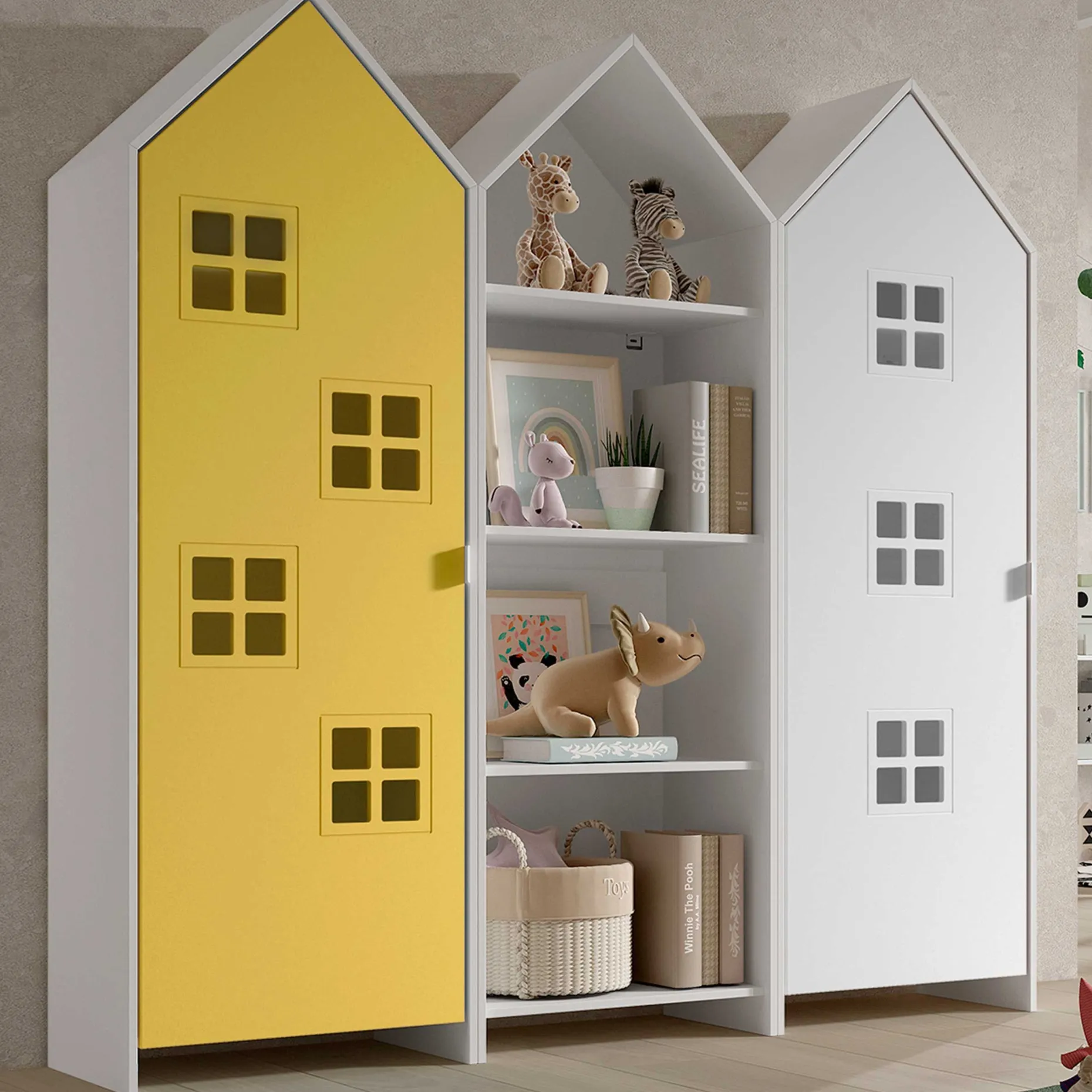 3-teiliger Kleiderschrank Casami Bruges - 173x37x172 cm - Gelb/Weiß